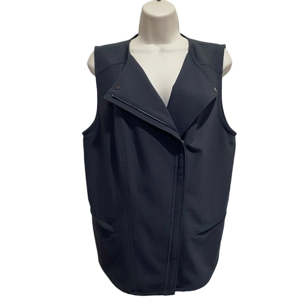 Trouve Zip Front Moto Vest Zip Pockets Gray Sz L